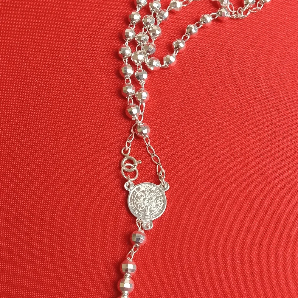 925‎ sterling SILVER men and women/Catholic ROSARIO necklace